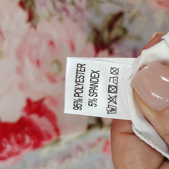 Floral Shirt Sleeve Blouse Size Large Mix Material Stripe Collar And Sleeve - Picture 5 of 5